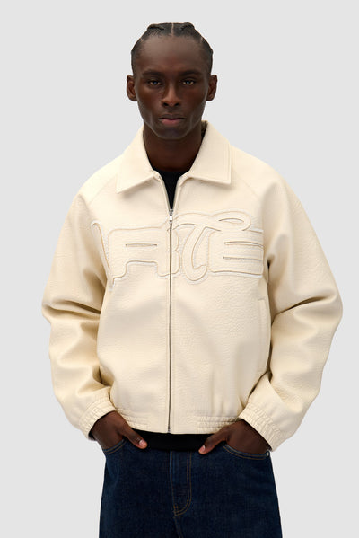 Big Logo Leather Jacket - Cream