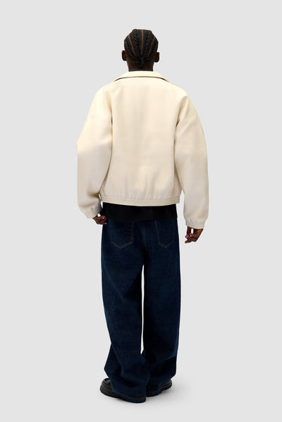 Big Logo Leather Jacket - Cream